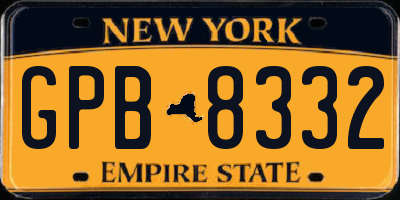 NY license plate GPB8332