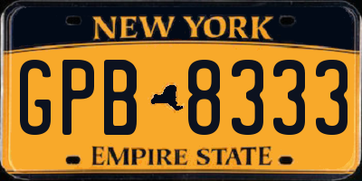 NY license plate GPB8333