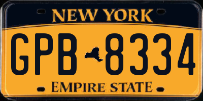NY license plate GPB8334
