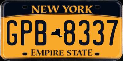 NY license plate GPB8337