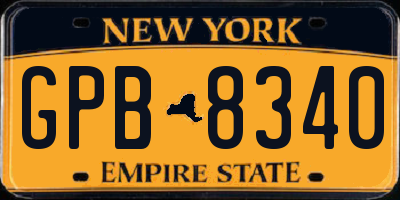 NY license plate GPB8340