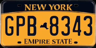 NY license plate GPB8343