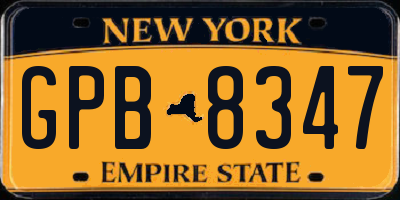 NY license plate GPB8347