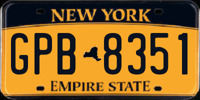 NY license plate GPB8351