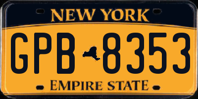 NY license plate GPB8353