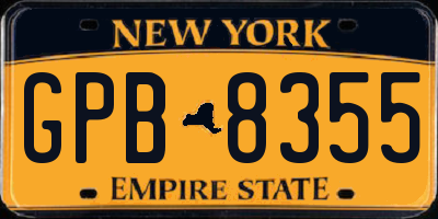 NY license plate GPB8355