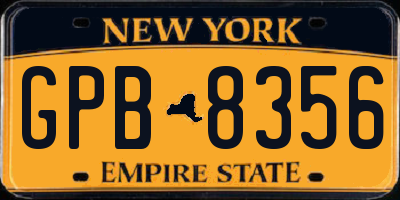NY license plate GPB8356