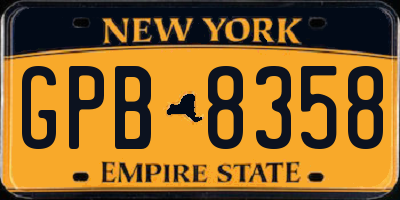 NY license plate GPB8358