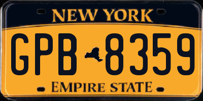 NY license plate GPB8359