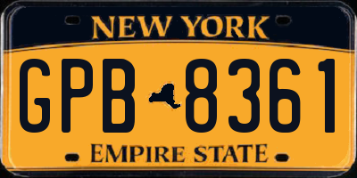 NY license plate GPB8361