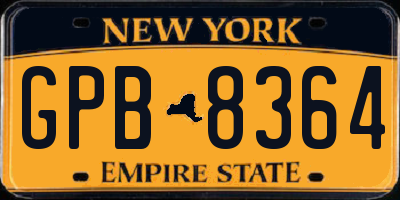 NY license plate GPB8364
