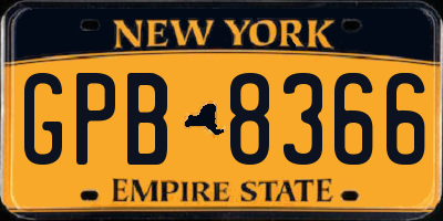 NY license plate GPB8366