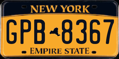 NY license plate GPB8367