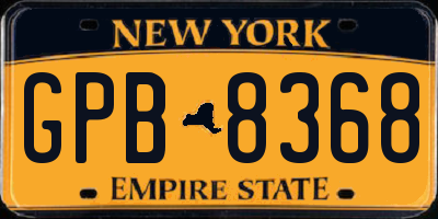 NY license plate GPB8368