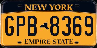 NY license plate GPB8369