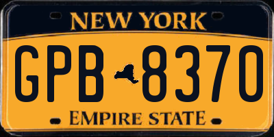 NY license plate GPB8370