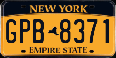 NY license plate GPB8371