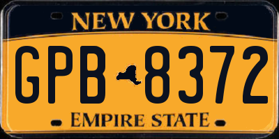 NY license plate GPB8372