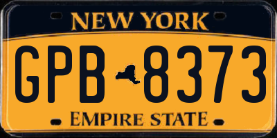 NY license plate GPB8373