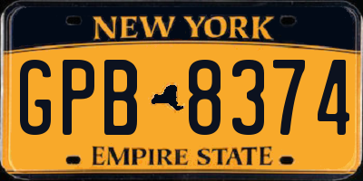 NY license plate GPB8374