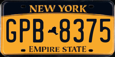 NY license plate GPB8375