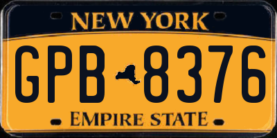 NY license plate GPB8376