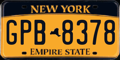 NY license plate GPB8378