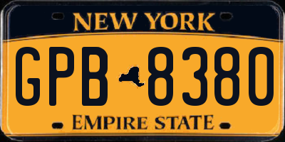 NY license plate GPB8380