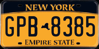 NY license plate GPB8385