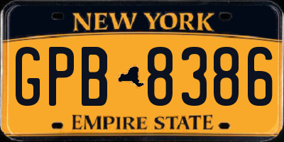 NY license plate GPB8386