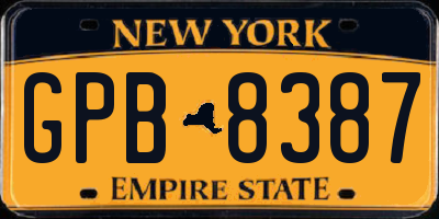 NY license plate GPB8387