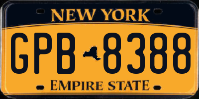 NY license plate GPB8388