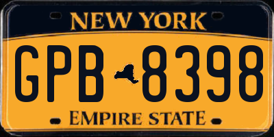 NY license plate GPB8398
