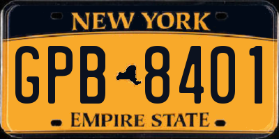 NY license plate GPB8401