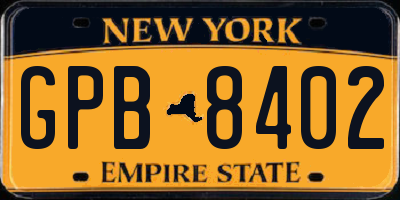 NY license plate GPB8402