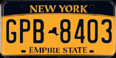 NY license plate GPB8403