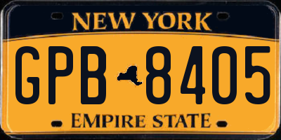 NY license plate GPB8405