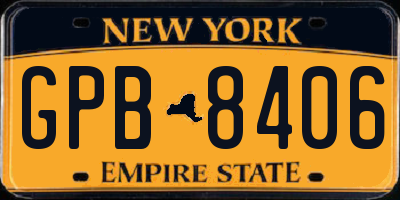 NY license plate GPB8406