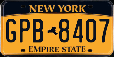 NY license plate GPB8407