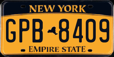 NY license plate GPB8409