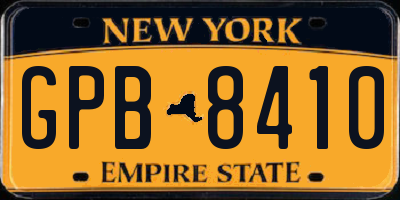 NY license plate GPB8410