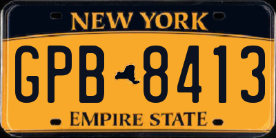 NY license plate GPB8413