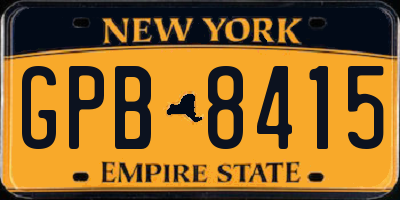 NY license plate GPB8415
