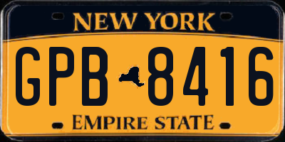 NY license plate GPB8416