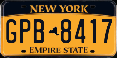 NY license plate GPB8417