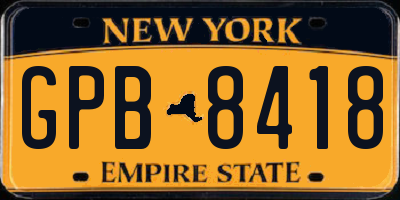 NY license plate GPB8418