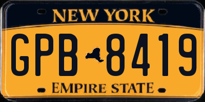 NY license plate GPB8419
