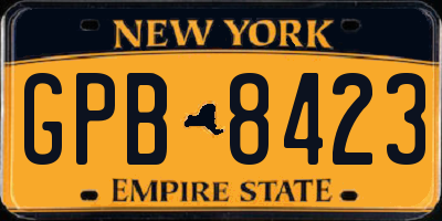 NY license plate GPB8423