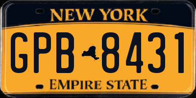 NY license plate GPB8431