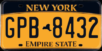 NY license plate GPB8432